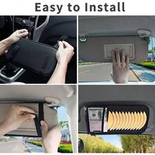 Porta CD para coche, porta DVD para visera de vehculo Orangizer, funda para visera de CD con 12 fundas, 1 bolsillo de malla, 1 portabolgrafos, 1 bolsillo interior trasero Negro - Negro - Ver 6