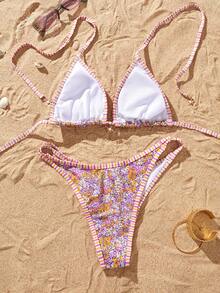 Sultry Sol Bộ bikini xếp nếp trắng nóng bỏng 2026 - Áo crop top dây mảnh + Quần cạp cao viền ren | Chất liệu vải co giãn mềm mại mang lại sự thoải mái và thoáng khí tối ưu | Đồ bơi đi biển mùa hè dành cho nữ Cơ bản cho mọi người - Nhiều màu - Xem 10