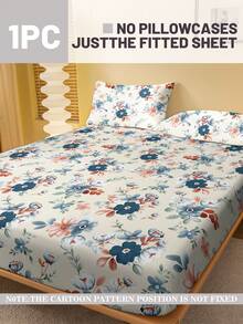 1pc Minimalist Modern Floral Cute Pattern Printed Brushed Fitted Sheet, Bedroom Printed Bed Cover, Bedding (Pillow Case Not Included) - Multicolor - View 2