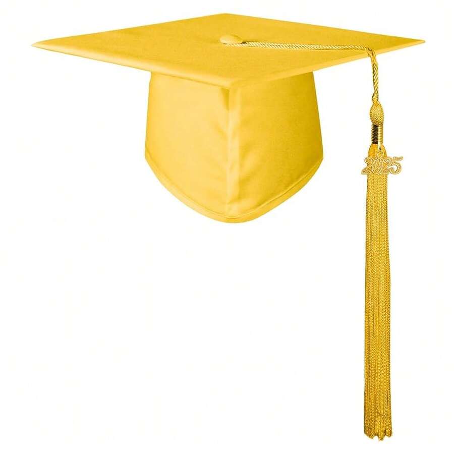 Birrete de graduación mate de GraduationMall con borla 2025 para escuelas secundarias y licenciaturas, talla única, dorado - Oro - Ver 1