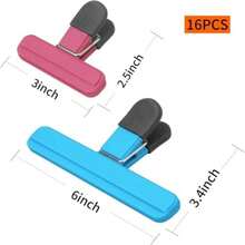 16 Pcs Clips para Bolsas de Alimentos, Pinzas para Cerrar Bolsas de Cocina Duradero, inclye 8 Clips para Comida grande de 15.5cm y 8 pequeña de 7,5cm, Broches Duradero para Cocina Multicolor(default) - Multicolor - Ver 4