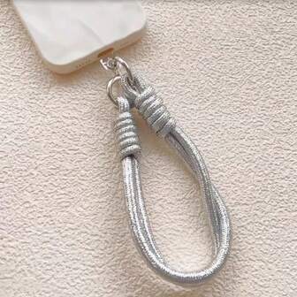 1 pezzo Cordino lungo/corto in argento, minimalista, anti-smarrimento per telefono, borsa, bottiglia d'acqua, regolabile 120cm/47,2 pollici, corda intrecciata universale