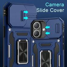 DEERLAMN Case For IPhone 17 6.3-Inch With Slide Camera Cover + Screen Protector 2 Packs Rotated Ring Kickstand Military Grade Shockproof Protective Cover-Navy Blue - Xanh navy - Xem 2