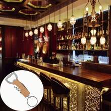 3-In-1 Stainless Steel & Wooden Handle Bottle Opener, Wine & Beer Bottle Opener, Durable Metal Construction Keychain, Suitable For Bar, Restaurant, Christmas, Birthday, Anniversary And Special Occasions - Apricot - View 3