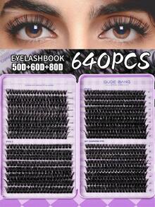 640 Pcs Individual Lashes D Curl 8-16mm 20D/30D/40D/50D/60D/80D Eyelash Book Clusters Extensions False Eyelash DIY At Home Cluster Eyelash Extensions Makeup - D - View 13