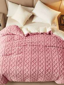 Edredón De Invierno king size Aborregado por atras,  Edredón de Cachemira, Otoño E Invierno Edredón De Felpa Gruesa Cálida Edredón Reversible C,2.0mt x2.20mt - Rosa Roja - Ver 2