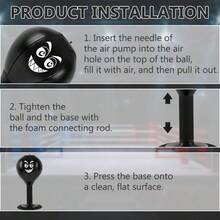 1个黑色拳击速度球套装，含气泵，可调节高度PU皮革反应球，防滑吸盘底座，耐磨减压拳击球，可调节支架，适用于家庭健身房、办公室、成人健身反应训练 - 彩色 - 查看 6