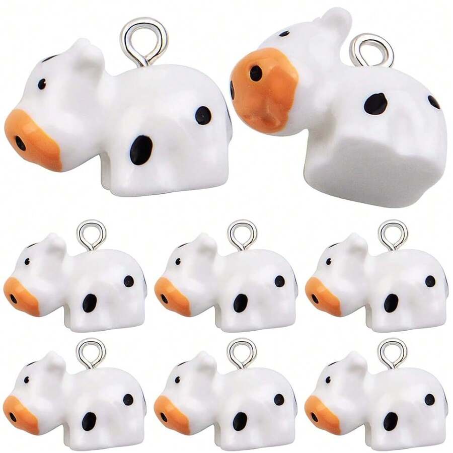 30 Pieces Resin Cow Charms Cute Cattle Pendants Small Animal Dangle Charms With A Box Craft Supplies For DIY Necklace Bracelet Earrings Jewelry MaFKing Decor, White,ResinCow - 樹脂牛 - 查看 1