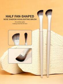 鼻部轮廓刷，鼻根及鼻翼晕染刷，半扇形斜头轮廓阴影化妆刷，超柔软不掉毛 - 藍白色 - 查看 3