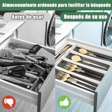 48+1 PCS Juego De Cubiertos Con Organizador De Cubiertos,Porta Cubiertos De Cocina,Cubiertos De Acero Inoxidable 8 Personas,Cuchillos Para Carne,Resistente Óxido, Apto Para Lavavajillas(Plateado) - Multicolor - Ver 6