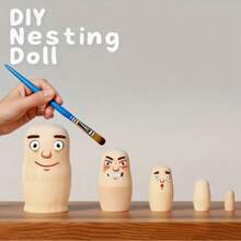 Five-Piece DIY Hand-Painted Matryoshka Dolls - Suitable For Painting Creation. The Smooth-Polished Blank Dolls Can Be Used In Art Classes And Creative Handicraft Projects - Multicolor - View 5