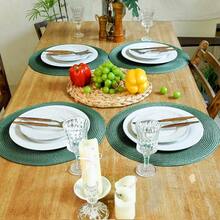 FunWheat Round Braided Placemats Set Of 4 Table Mats For Dining Tables Woven Washable Non-Slip Place Mats 15 Inch(Black Green,4pcs),BlackGreen15inchessetof4 - BlackGreen15inchessetof4 - View 7