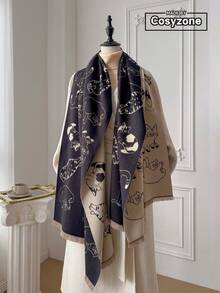 1pc Faux Cashmere Cute Colorblock Cat Pattern Jacquard Knit Warm Scarves Wrap For Women, Fashionable Accessory For Autumn/Winter, Suitable For Decoration - Multicolor - View 15