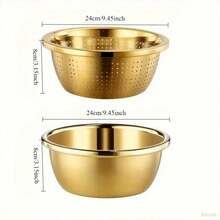 Juego de y colador de acero inoxidable de 2 piezas|   Apto para lavavajillas para arroz, pasta, verduras|   Herramientas resistentes al óxido para ahorrar espacio SXEU - 2 piezas - Ver 6