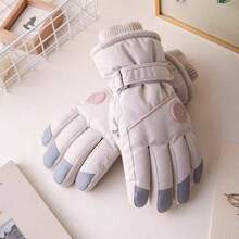1 Pair Women's Professional Ski Gloves - Thick Fleece Windproof Cold-Proof Outdoor Skiing Warm Gloves, Bicycle Riding Anti-Cold Gloves, Non-Slip Palm, Touchscreen Compatible - 彩色 - 查看 12
