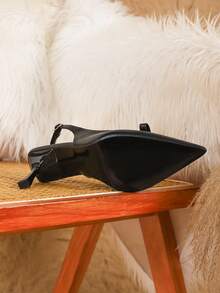 Sexy Fashion Bowknot Hollow Pointed Toe Stiletto Heel Casual Versatile Commute Party Office Black High Heels For Women - Black - View 5