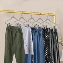 Quality Plastic 20-Pack Non Velvet Non-Flocked Thin Compact Coat Hangers With Metal Clips For Skirts Pants Blouses 360 Swivel Hook (Gray, 20),Gray - 灰色的 - 查看 7