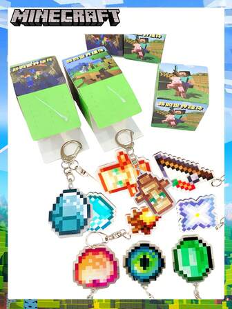  1/2/4个随机款式的Minecraft吊坠钥匙扣，万圣节和圣诞节礼物，送给好朋友的最佳节日礼物，派对氛围装饰，完美的派对装饰品，家居装饰品，完美的房间装饰，圣诞礼物，情人节礼物，生日庆祝的理想朋友礼物，纪念品，女士纪念品，可爱美学，情人节礼物，装饰品，家居装饰，情人节礼物