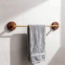 47厘米毛巾杆，胡桃木+黄铜金属材质，设计优雅，安装简便，适用于浴室、卫生间、阳台等场所。 - 銅色 - 查看 4