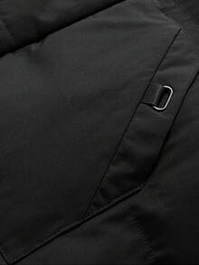 Herren einfarbiger minimalistischer Kapuzenmantel mit Mittellanger Wattierung, Winter - Schwarz - Übersicht 7