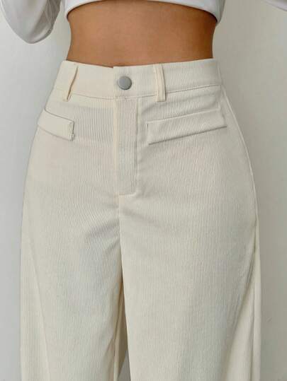 1 pieza Pantalones con bolsillo y cremallera de unicolor de poliéster, adecuados para uso diario en primavera, otoño e invierno