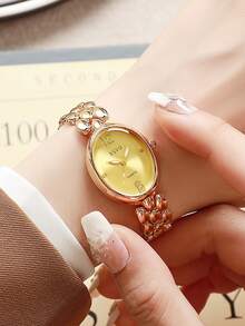 1pc Elegant Oval Dial Bamboo Strap Quartz Women's Watch - Charming Elegant, Versatile Fashion, Brightens Complexion, Suitable For Commuting And Daily Matching, Birthday Gift, Women's Gift, Anniversary Gift, Gift, Year-End Promotion, Cyber Monday Gift, Halloween Promotion And Other Holiday Gifts, No Gift Box Included - White - View 9