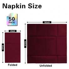 Dark Burgundy Napkins Hand Towels Disposable, Linen-Feel Dinner Napkins With Prefolded Built-In Flatware Pocket, Guest Paper Hand Towels For Wedding, Dinner Or Party (16x16in, 50Pack),DarkBurgundy - 深勃根地酒紅 - 查看 3