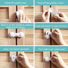 1 Pack 1/2/5pcs Premium White Cabinet Door Locks - Safety Locks For Drawer, Cupboards, Fridge, Oven, Closet, Pantry - Adhesive, Easy Installation, Tamper-Proof, Durable Door Latch Locks, Safety Locks For Cupboard