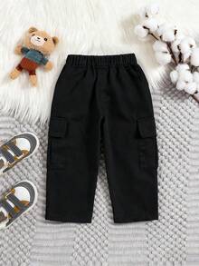 1pc Baby Boys Hip Hop Style Casual Straight Leg Pants