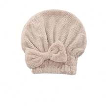 Toalla de secado rápido para el cabello, toalla envolvente con lazo, gorro, gorros gruesos para mujer, accesorios de baño WMBF - Caqui - Ver 14