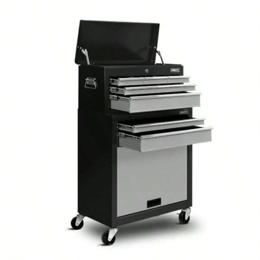 7 Drawers Large Tool Chest Trolley Lockable Toolbox Tools Storage Box Cabinet Cart Garage Ute Organiser Boxes Heavy Duty Multi Height With Brake Sturdy Construction Grey