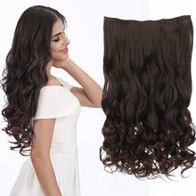 14inch 1-Pack 3/4 Full Head Wavy Clips In On Synthetic Hair Extensions HE008 Hairpieces For Women 5 Clips 3.6 Oz Per Piece - Dark Brown,DarkBrown - 深棕色 - 查看 1