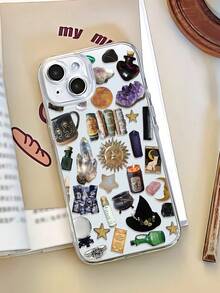 Moon1pc 时尚个性化太阳水晶塔罗牌拼贴图案全覆盖透明防指纹TPU软手机壳，兼容/Galaxy/ 16 Pro Max/16/16 Pro/16 Plus/11/15/15 Pro/15 Pro Max/12/13/14 Pro Max/Xs/Xr/11 Pro/11 Pro Max/12 Pro/12 Pro Max/13 Pro/13 Pro Max/7 Plus/14 Pro/14 Pro Max/14 Plus/7 Plus/8 Plus/8/SE2/12 Mini/13 Mini - 彩色 - 查看 3