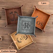 1PC Personalized PU Leather Valet Tray – Custom Engraved Faux Leather Catchall For Men, Best Man Gift, Groomsman Gift, Men's Organizer - Multicolor - View 10