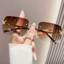 1PC Women's Metal Square Frameless Butterfly Gorgeous Diamond-Encrusted Personality Candy Color Y2K Hot Girl Fashion Glasses Vacation - 藍色 - 查看 7