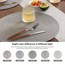 FunWheat Round Braided Placemats Set Of 6 Table Mats For Dining Tables Woven Washable Non-Slip Place Mats 15 Inch(Grey, 6pcs),Gray15inchessetof6 - Abu-abu15inciset6 - View 7