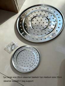 Juego de 3 piezas Vaporera multifuncional, para vapor de panecillos y huevos, olla vaporera de acero inoxidable, rejilla de vapor, utensilios de cocina, rejilla de vapor redonda, para alimentos, vapor, hornear, hornear, rejilla de vapor, rejilla de vapor redonda de acero inoxidable