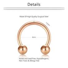 Mayhoop 16G 20Pcs Surgical Steel Nose Rings Septum Rings Captive Bead Rings Horseshoe Piercing Jewelry Cartilage Helix Daith Tragus Earring Hoop Lip Hinged Seamless Nose Hoop Ring For Women Men,Rosegold(15Pcs) - 玫瑰金(15件) - 查看 3