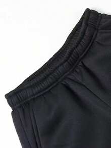 1pc Girls & Teens Casual VersatilAll-Matchic Lazy Star Print Pants, Autumn/Winter - Black - View 6