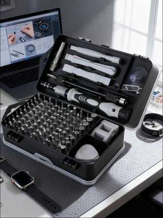 Juego de 115 destornilladores de precisión - Incluye estuche de almacenamiento. Kit de herramientas de reparación magnéticas con mangos ergonómicos antideslizantes, adecuado para reparaciones de bricolaje en iPhones, portátiles, computadoras de escritorio, relojes, gafas y otros dispositivos electrónicos. Juego de herramientas portátil, herramientas esenciales para uso frecuente, herramientas de bricolaje atractivas, un regalo práctico y reflexivo para hombres. [Estilo aleatorio, despacho aleatorio, embalaje aleatorio]