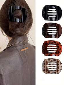 3pcs/Set Women Minimalist Caramel Leopard Print Hair Clips, 9cm/3.54in, Fashionable & Versatile Hair Accessories, Elegant Style Suitable For Daily Wear, Casual Party, Commute, Vacation, Hairstyling, Washing Face, Showering, Makeup And Matching Clothes & Other Accessories, Hair Slide, Hair Barrettes - Multicolor - View 8