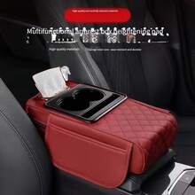 Organizador de Caja de Pañuelos para Coche, Caja de Almacenamiento de Consola, Caja de Reposabrazos, Cojín de Consola, Caja de Aumento de Altura de Consola y Consolas de Piso, Caja de Almacenamiento de Teléfono de Consola, Caja de Reposabrazos para Coche - carmesí - Ver 9
