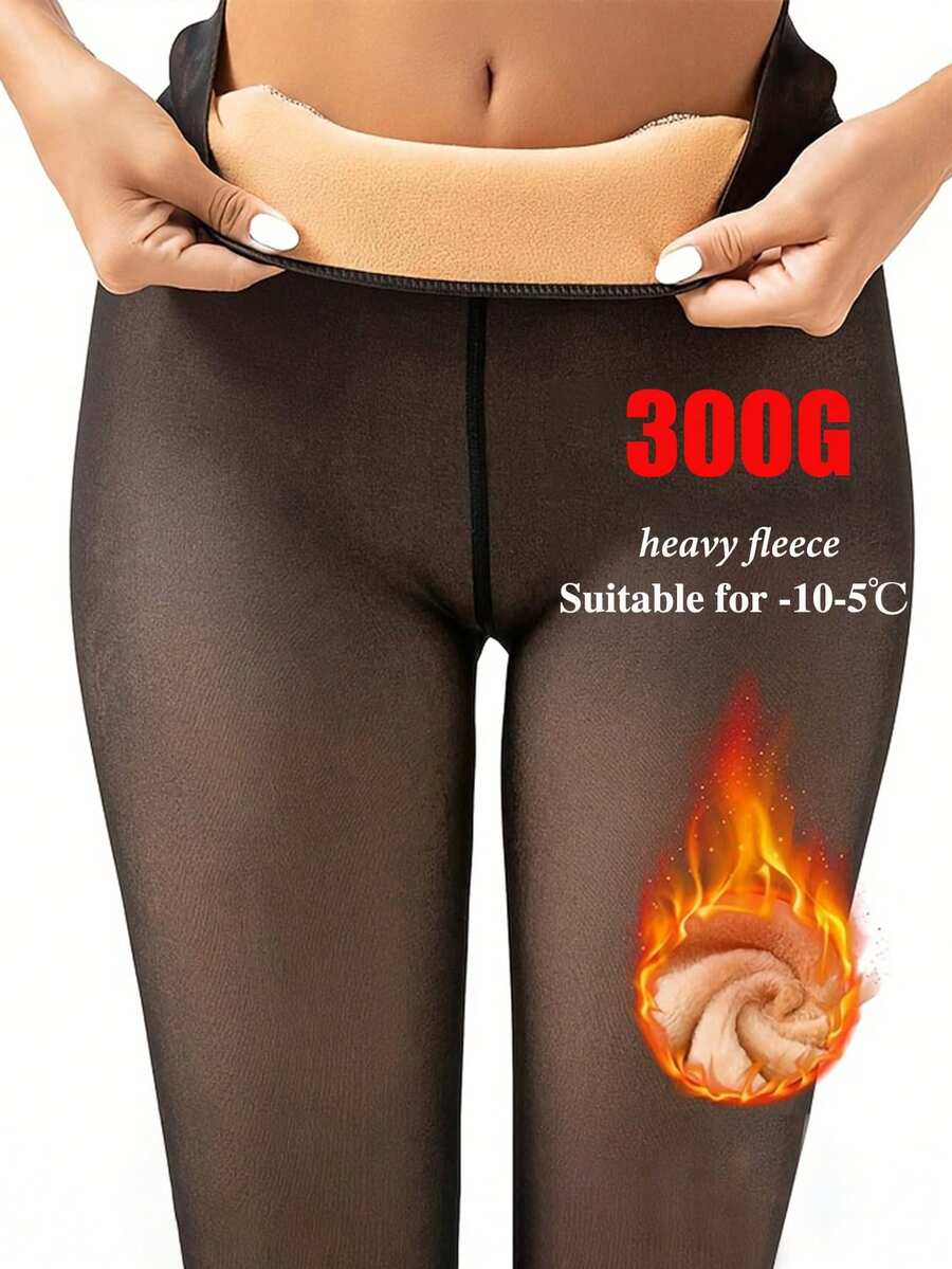 1条200克/300克女士加厚保暖打底裤，冬季加大码黑色耐磨蕾丝修身裤，优雅无缝设计，适合搭配连衣裙和半身裙，保暖时尚，舒适