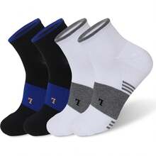 Calcetines Deportivos Hombre 4 Pares Transpirables Ligero Compresión para Correr Gimnasio Ciclismo Diario, 2 blanco 2 negro, 42-45 - 1 - Ver 1