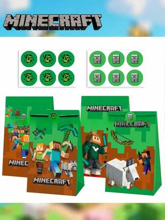  12/24个装 Minecraft 糖果袋零食袋圣诞节万圣节糖果袋派对圣诞礼物袋送给好朋友的最佳节日礼物，派对氛围装饰，完美派对装饰，家居装饰，完美房间装饰，圣诞礼物，情人节礼物，生日庆祝的理想朋友礼物，纪念品，女士纪念品，可爱美学，情人节礼物，装饰品，家居装饰，情人节礼物