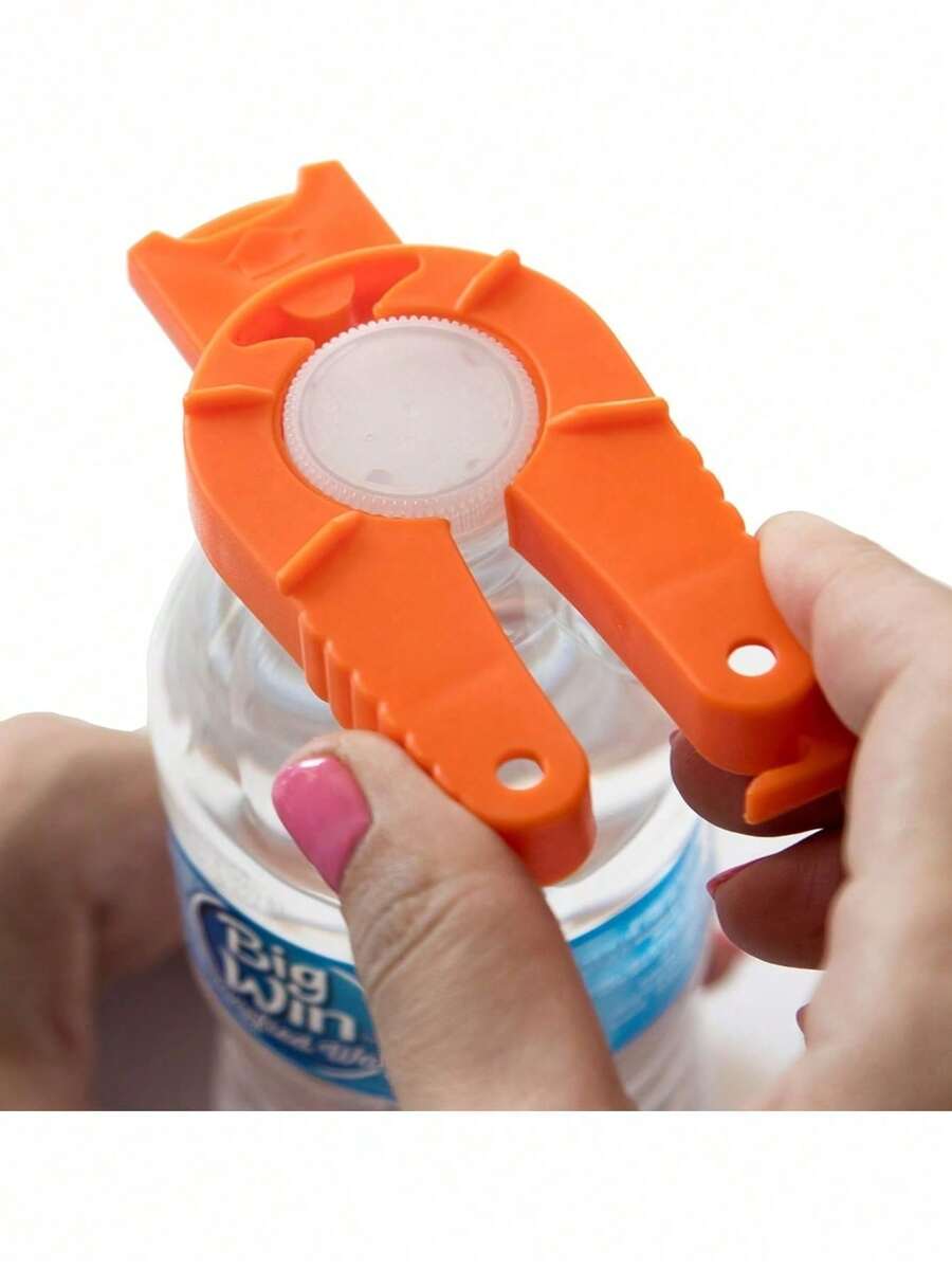Ergonomic Can Opener, Easy-To-Hold Tin Sealer, Plastic Bottle Cap Opener, Pull-Tab Can Kitchen Tool, Durable Design - Orange - View 1