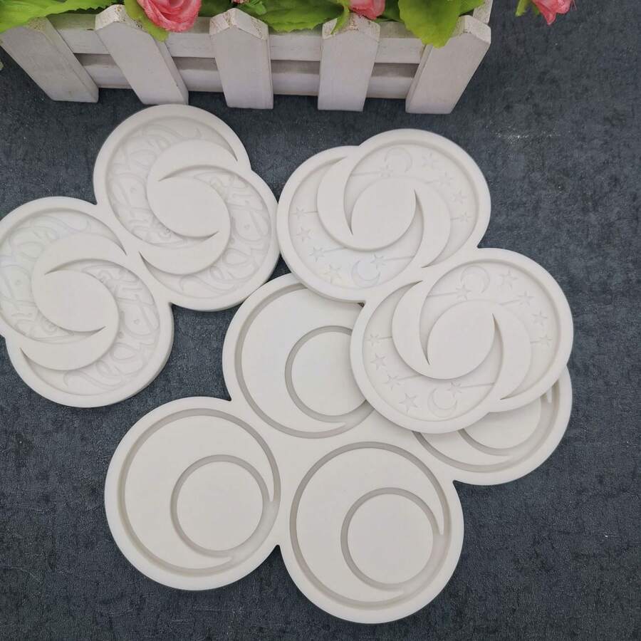 4-In-1 Ramadan Silicone Mold With Crescent Moon, Arabic Calligraphy And Lantern Star Moon Designs - DIY Baking Tool For Cakes, Chocolates, Soaps - Eid Celebration, Handmade Craft Tool | Themed Silicone Baking Tray | BPAfree Silicone, Silicone Baking Mold, Arab Festivals, Islamic Festivals - Multicolor - View 1