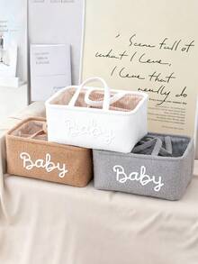 1pc Mommy Storage Bag, Baby Diaper Storage Organizer Basket, Multi-Functional Maternity & Baby Supplies Organizer Bin, Solid Color Snack Storage Box Desktop Organizer, Newborn Gift / For Personal Use, Multiple Colors Available - Multicolor - View 3