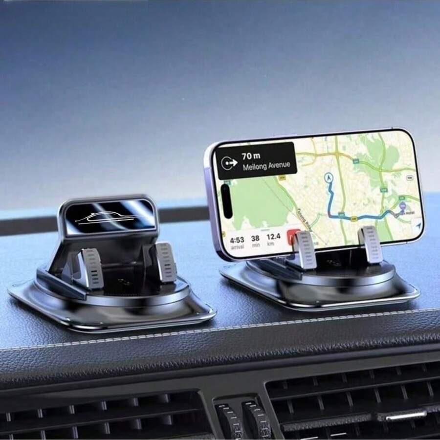 1pc 360° Rotating Car Phone Holder, Made Of ABS With Silicone Anti-Slip Pad, Compatible With Dashboard, Suitable For Car, Office, Home Use, Dashboard Rotating Navigation Phone Holder, Rotating Bracket, Premium Anti-Slip Pad, Universal Car Phone Holder, Compatible With IPhone, Android Phones, Birthday Gift, Summer Gift For Family And Friends, Car Driving Accessories, Car Phone Holder, Strong Load-Bearing Capacity