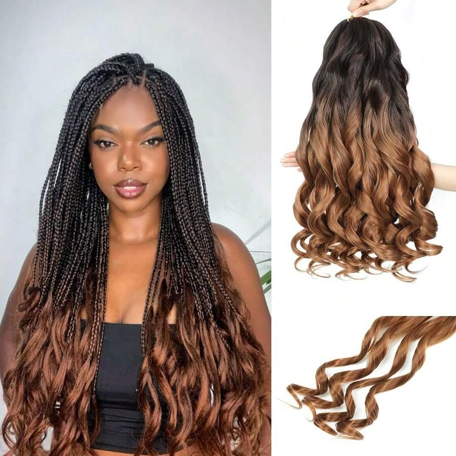 French Curl Braiding Hair, 12 Inch Curly Braiding Hair 8 Packs Bouncy French Curl Crochet Braids For Pre Stretched Loose Wavy Extensions (T1B/30),T1B/30 - T1B/30 - 查看 1